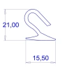 21 x 15.5 mm, PVC/TPE 61, grey