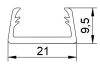 21 x 9.5 mm, Profile "B" U-profile, TPE 65, black