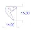 15 × 14 mm, PVC 65, white