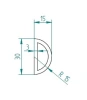 30 x 15 mm, TPE 65, black, D-profile 