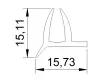 Profile 14x13mm, PVC 61, grey