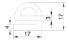 E-profile 17 x 17 mm, cellularEPDM 650, black