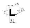 12 x 9.5 mm TPE 65 L-profile